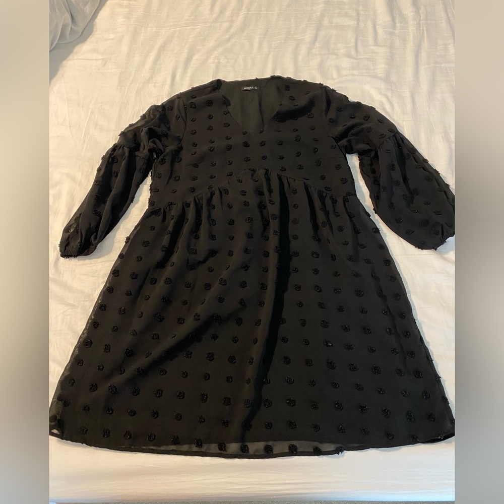 Milhol Black Textured Long Sleeve Dress
